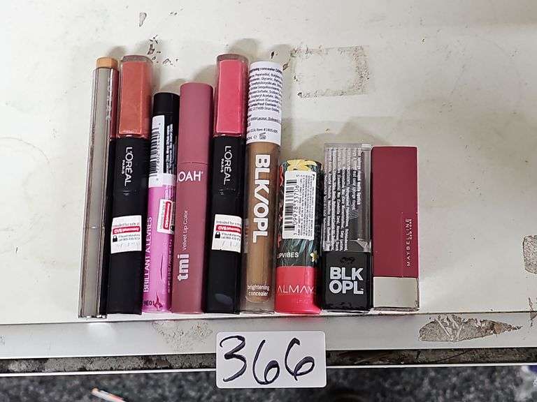 BEAUTY STICKS INCLUDING JOAH TMI VELVET LIP COLOR, BLK/OPL BRIGHTENING CONCEALER, ALMAY LIPVIBES, ECT