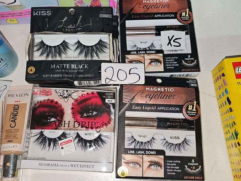 FAUX EYELASHES INCLUDING KISS LASH COUTURE MATTE BLACK FAUX MINK ; MAGNETIC EYELINER WITH LASHES, KISS LASH DRIP 3D DRAMA ECT
