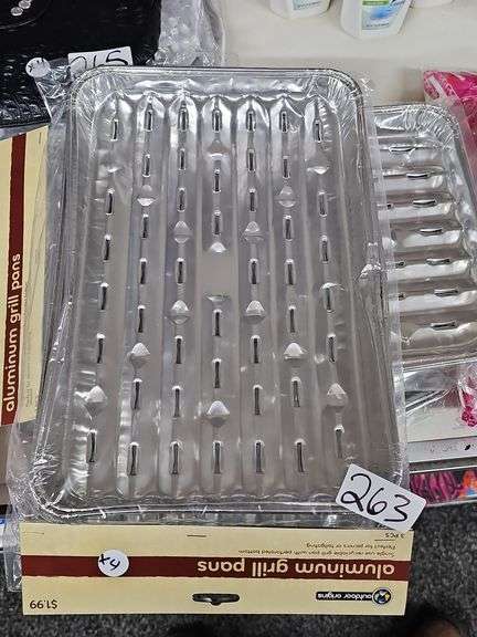 OUTDOOR ORGINS ALUMINUM GRILL PANS 3PCS SINGLE USE WITH PERFORATED BOTTOM