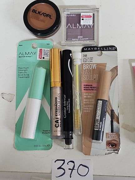 BEAUTY PRODUCTS INCLUDING ALMAY BLEMISH ARMOR MAX STRENGTH SALICYLIC ACID ACNE TREATMENT; MAYBELLINE BROWN FAST SCULPT, BLK/OPL TOTAL COVERAGE POWDER ECT