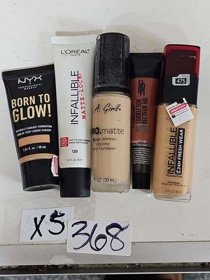 NEW FOUNDATIONS INCLUDING L'OREAL INFALLIBLE MATTE-LOCK, INFALLIBLE 24HR FRESH WEAR; NYX BORN TO GLOW, LA GIRL PRO MATTE ECT