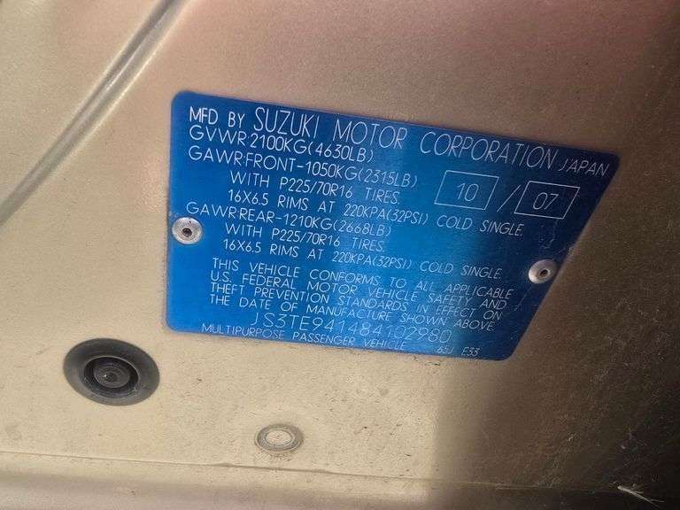 2008 SUZUKI GRAND VITRA HAS KEY HAS TITLE RUNS&DRIVES