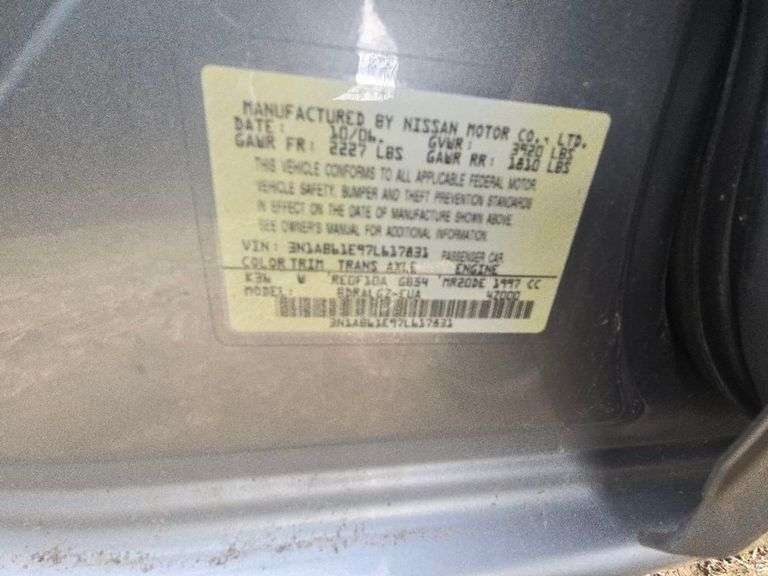 2007 NISSAN SENTRA NO KEY HAS VSF PACK