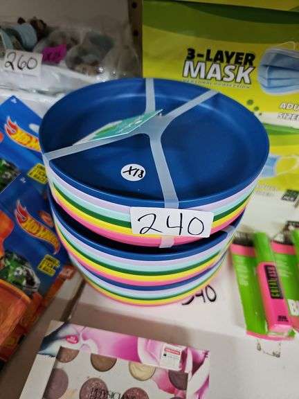 PILLOWFORT 6 COUNT PLATES, BPA FREE, MULTI-COLOR MICROWAVE SAFE APROX DIA 7"