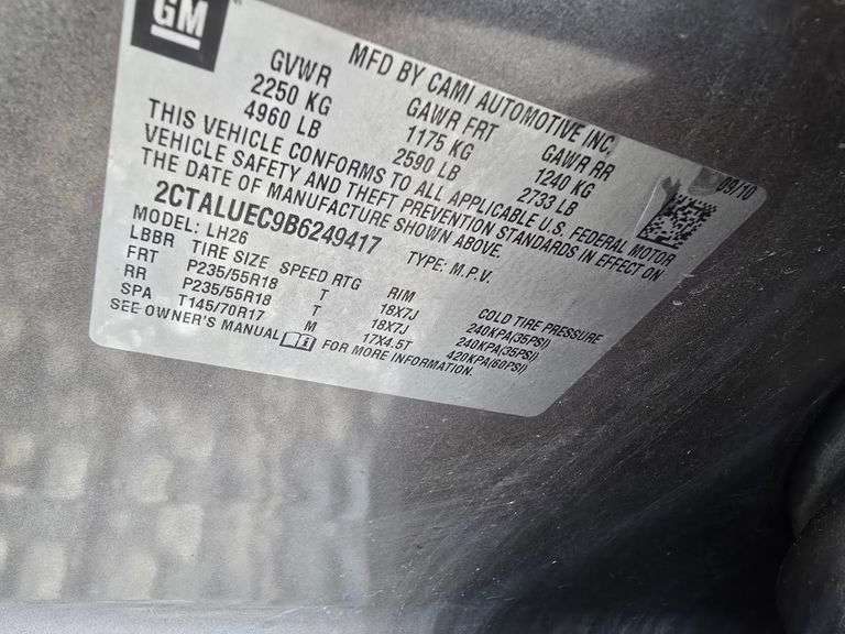 2011 GMC TERRIAN NO KEY HAS TITLE