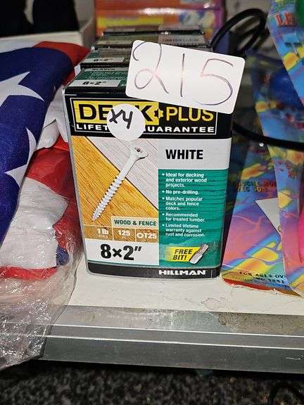 HILLMAN DECK PLUS WHITE WOOD & FENCE SCREWS 8x2" 1LB 125PCS T25 HEAD