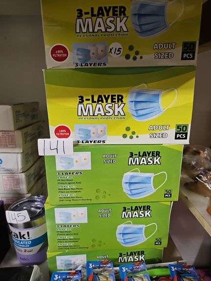 3-LAYER MASK PERSONAL PROTECTION ADULT SIZED, 50PCS, >=90% FILTRATION