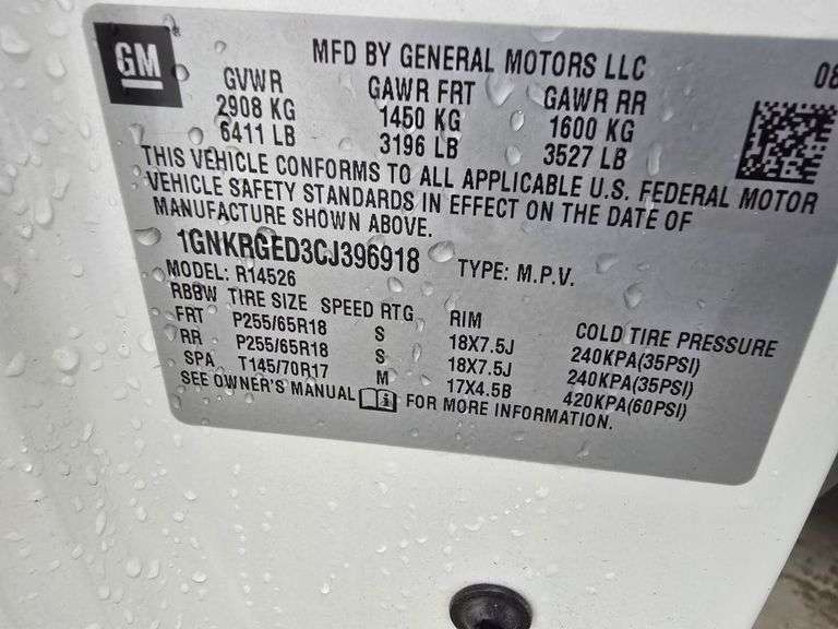 2012 CHEVY TREVERSE NO KEY HAS TITLE