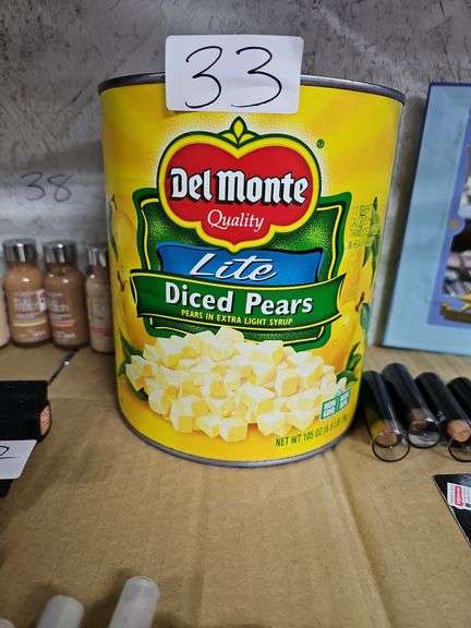 DEL MONTE LITE DICED PEARS IN EXTRA LIGHT SYRUP LARGE 105 OZ CAN EXP SEPT 2027