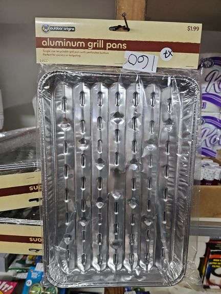 OUTDOOR ORGINS ALUMINUM GRILL PANS 3PCS SINGLE USE WITH PERFORATED BOTTOM