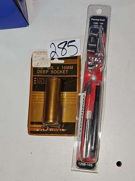 WILMAR 3/8DR. X 16MM DEEP SOCKET ; & PERMA-COIL KIT 1208-105 5/16 - 18