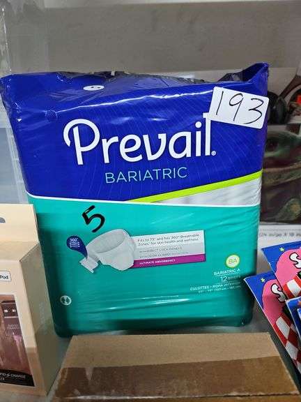 PREVAIL BARIATRIC BRIEFS BARIATRIC 62" - 73" ULTIMATE ABSORBENCY 12 COUNT