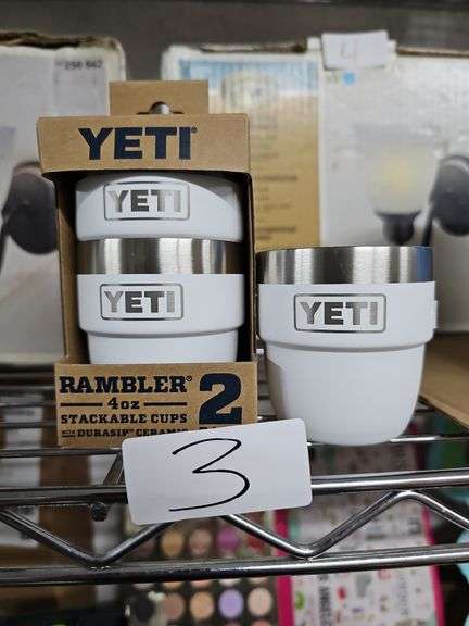 YETI RAMBLER 4OZ STACKABLE WHITE CUPS WITH DURASIP CERAMIC DUAL PACK WHITE