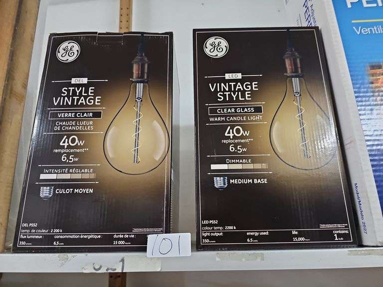 GE VINTAGE STYLE CLEAR GLASS WARM MODERN LIGHT 6.5W DIMMABLE MEDIUM BASE LED LARGE LIGHT BULB