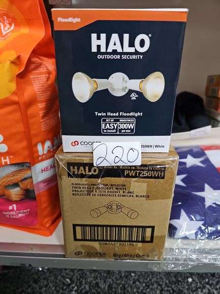 HALO COOPER LIGHTING TWIN HEAD FLOODLIGHT WHITE MODEL PWT250WH