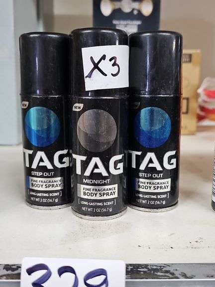 TAG FINE FRAGRANCE BODY SPRAY 2OZ INCLUDING STEP OUT AND MIDNIGHT