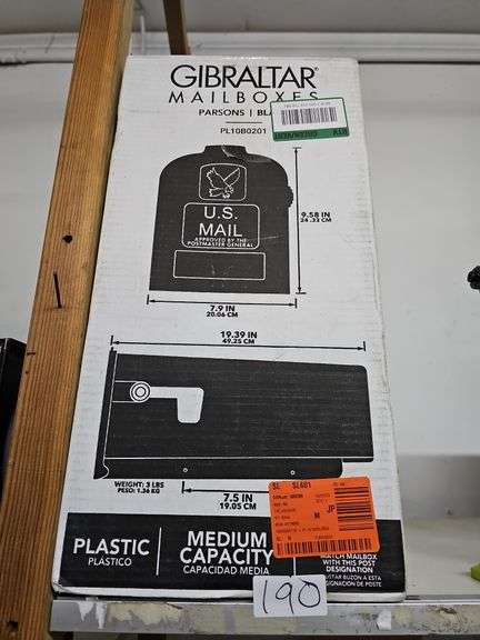 GIBRALTAR MAILBOXES PARSONS BLACK MEDIUM CAPACITY PLASTIC MAILBOX PL10B0201