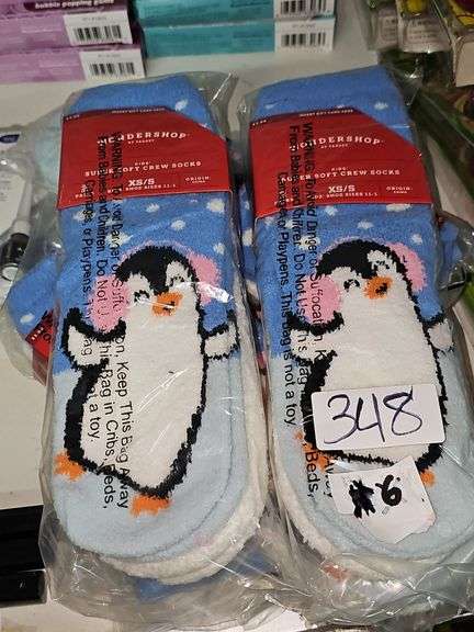 WONDERSHOP KIDS SUPER SOFT CREW SOCKS PENGUIN THEMED XS/SM FOR KIDS SHOE SIZE 11-1… 2 PER PACK