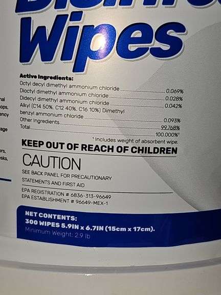 SANIDRY DISINFECTING WIPES UNSCENTED 300 WIPES, 5.9"x6.7"