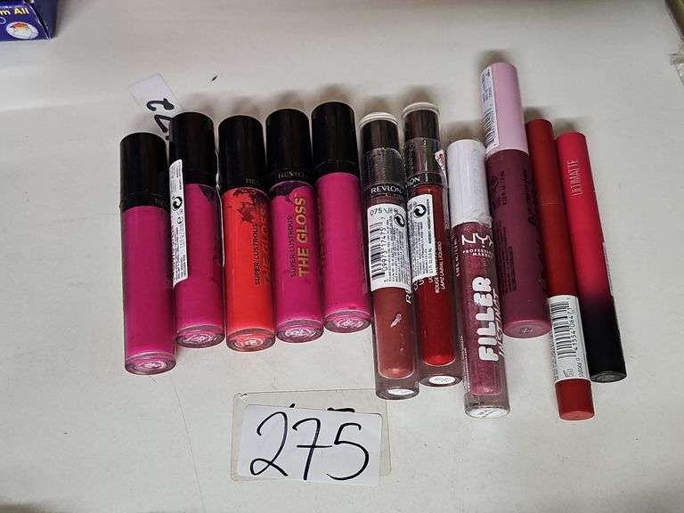 VARIOUS LIP GLOSS INCLUDING REVLON SUPER LUSTRIOUS, NYX FILLER INSTINCT, ECT