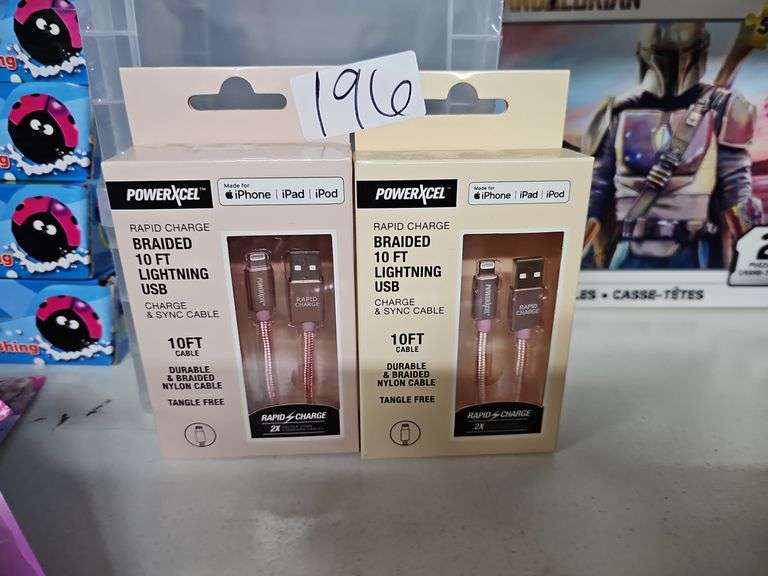 POWERXCEL RAPID CHARGE BRAIDED 10FT LIGHTING USB CHARGE & SYNC CABLE IN PINK