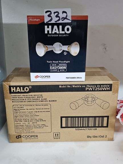 HALO COOPER LIGHTING TWIN HEAD FLOODLIGHT WHITE MODEL PWT250WH