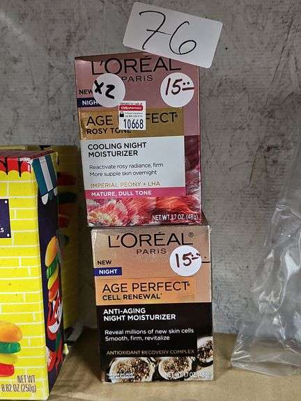 L'OREAL PARIS AGE PERFECT ROSY TONE COOLING NIGHT MOISTURIZER 1.7OZ ; AND AGE PERFECT CELL RENEWAL ANTI-AGING NIGHT MOISTURIZER 1.7OZ