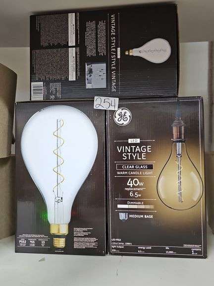 GE VINTAGE STYLE CLEAR GLASS WARM MODERN LIGHT 6.5W DIMMABLE MEDIUM BASE LED LARGE LIGHT BULB