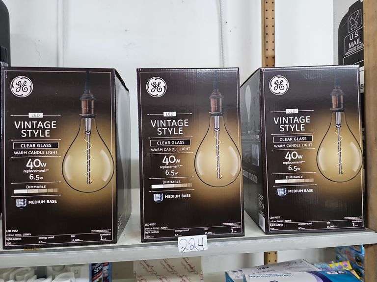 GE VINTAGE STYLE CLEAR GLASS WARM MODERN LIGHT 6.5W DIMMABLE MEDIUM BASE LED LARGE LIGHT BULB