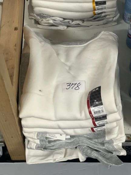 ATHLETIC WORKS KIDS FLEECE CREWNECK SWEATSHIRT IN WHITE AND GREY COLOR,  M(7-8) , ALL NEW WITH TAGS RETAIL $7 EA.