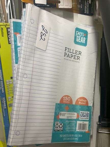 PEN+GEAR FILLER PAPER COLLEGE RULED 150 SHEETS PER PACK 8"x10.5"