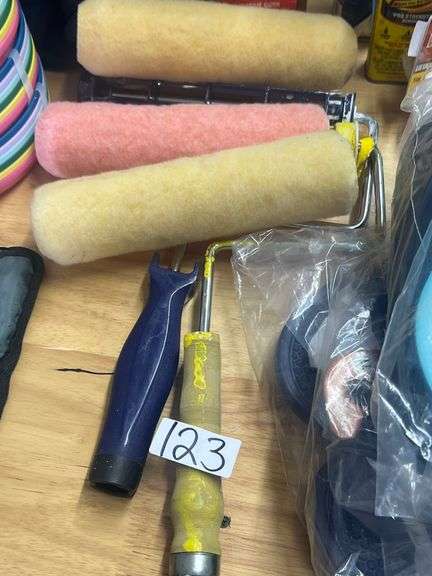 VARIOUS PAINT ROLLERS WITH BRUSHES