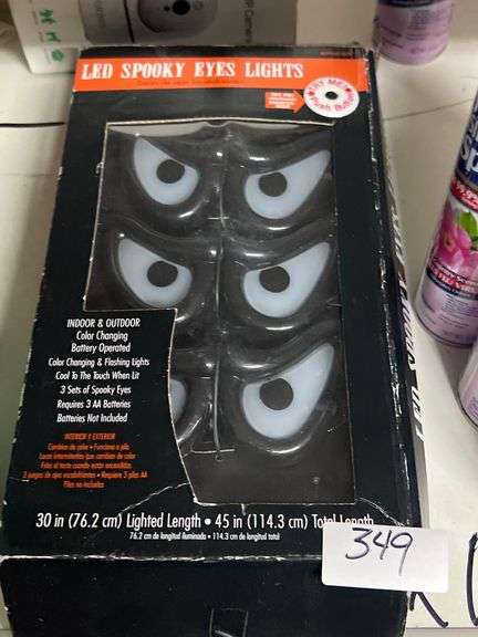 LED SPOOKY EYES LIGHT FOR INDOOR OR OUTDOOR, COLOR CHANGING BATTERY OPERATED, 30" LIGHTED LENGTH, 45" TOTAL LENGTH