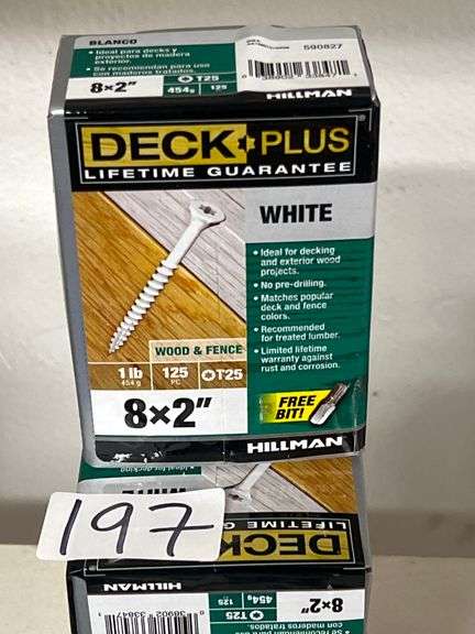 HILLMAN DECK PLUS WHITE WOOD & FENCE SCREWS 8x2" 1LB 125PCS T25 HEAD