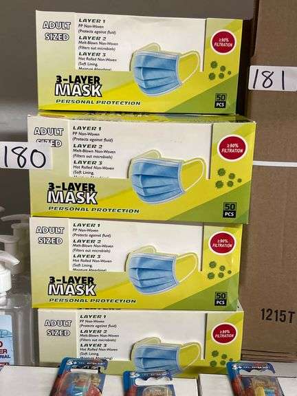 3-LAYER MASK PERSONAL PROTECTION ADULT SIZED, 50PCS, >=90% FILTRATION