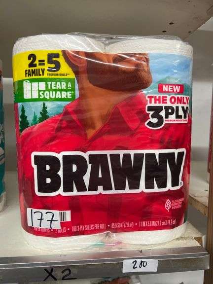 BRAWNY TEAR-A-SQUARE 3 PLY PAPER TOWELS 2-PACK 85.5SQ FT.