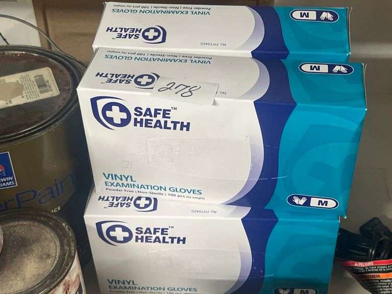 SAFE HEALTH VINYL EXAMINATION GLOVES POWDER FREE, NON-STERILE WITH 100 PCS PER BOX BY WEIGHT SIZE MEDIUM FIY1042G CLEAR