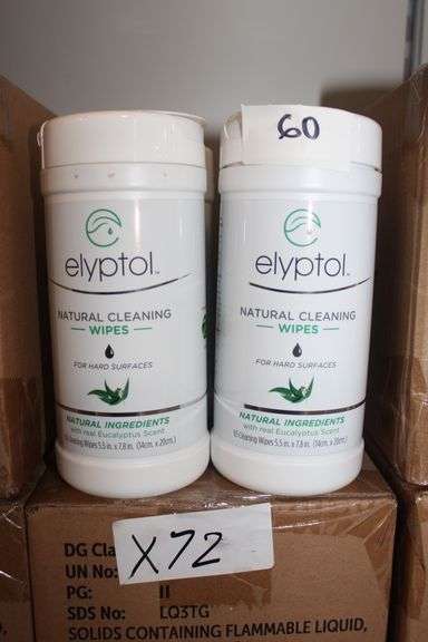 Elyptol Esw065 Natural Cleaning Wipes For Hard Surfaces With Real Eucalyptus Scent 65 Wipes Per Container Each 5.5"X7.8"