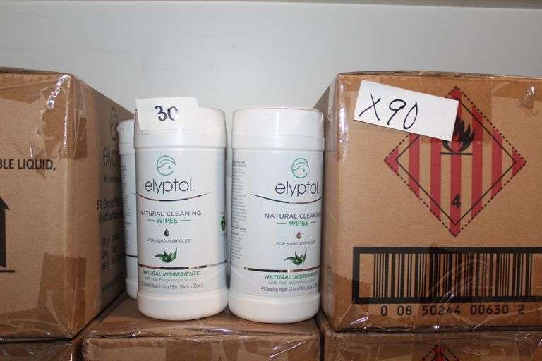Elyptol Esw065 Natural Cleaning Wipes For Hard Surfaces With Real Eucalyptus Scent 65 Wipes Per Container Each 5.5"X7.8"