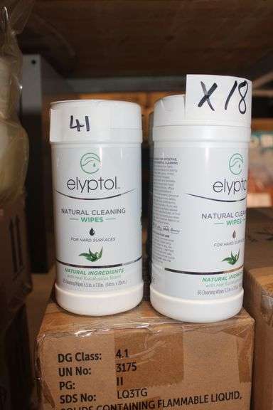 Elyptol Esw065 Natural Cleaning Wipes For Hard Surfaces With Real Eucalyptus Scent 65 Wipes Per Container Each 5.5"X7.8"