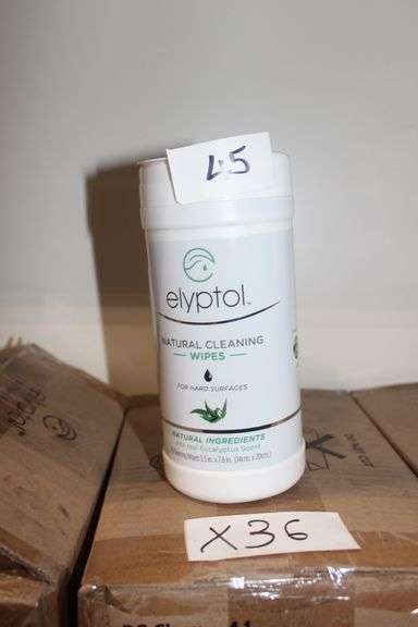 Elyptol Eswl75 Natural Cleaning Wipes For Hard Surfaces With Real Eucalyptus Scent 75 Wipes Per Container Each 5.5"X15.7"