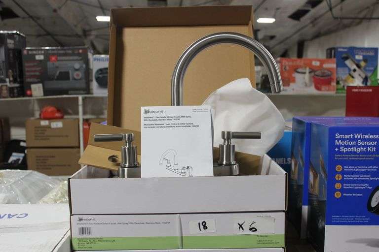 Seasons Westwind Two Handle Kitchen Faucet With Spray & Deckplate, Stainless Steel 1.8Gpm Pn 158068