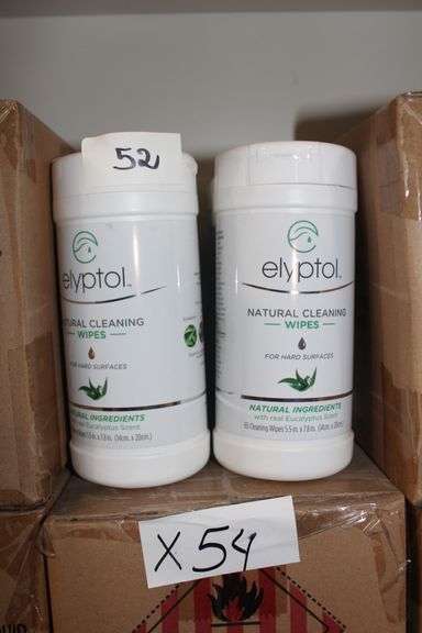 Elyptol Esw065 Natural Cleaning Wipes For Hard Surfaces With Real Eucalyptus Scent 65 Wipes Per Container Each 5.5"X7.8"