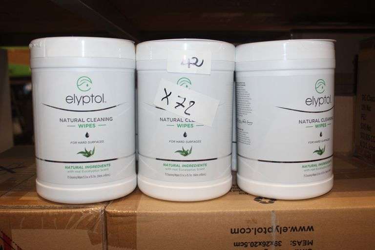 Elyptol Eswl75 Natural Cleaning Wipes For Hard Surfaces With Real Eucalyptus Scent 75 Wipes Per Container Each 5.5"X15.7"