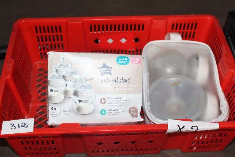 Baby Goods Including Tommee Tippee Natural Start 5Oz Bottles 4-Pack Leak Proof 0-2M Extra Slow Flow ; And Hands Free Rechargeable Milk Pumps W/O Charger