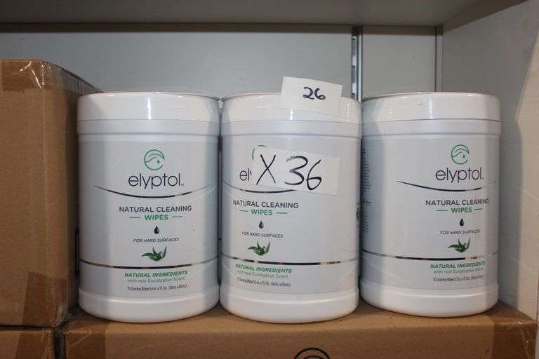 Elyptol Eswl75 Natural Cleaning Wipes For Hard Surfaces With Real Eucalyptus Scent 75 Wipes Per Container Each 5.5"X15.7"