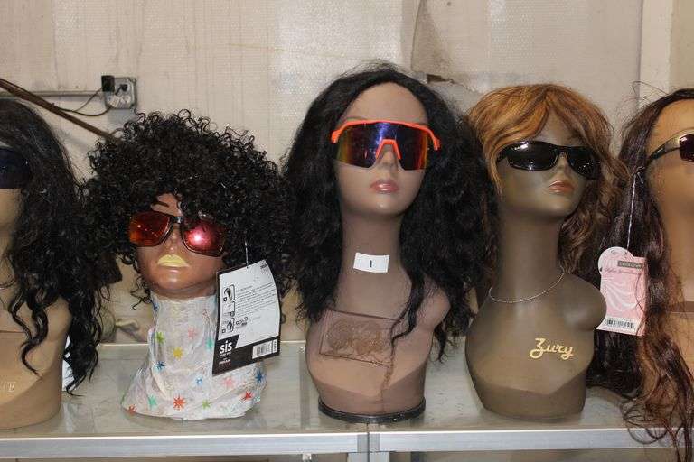 Name Brand Sunglasses Including Ray Ban, Nike, Oakley Etc. **Mannequin Heads Not Included.