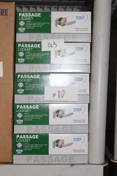 Shield Security Passage Lockset Grade 3 Straight Lever Satin Nickel Pn:913811