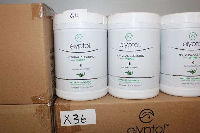 Elyptol Eswl75 Natural Cleaning Wipes For Hard Surfaces With Real Eucalyptus Scent 75 Wipes Per Container Each 5.5"X15.7"