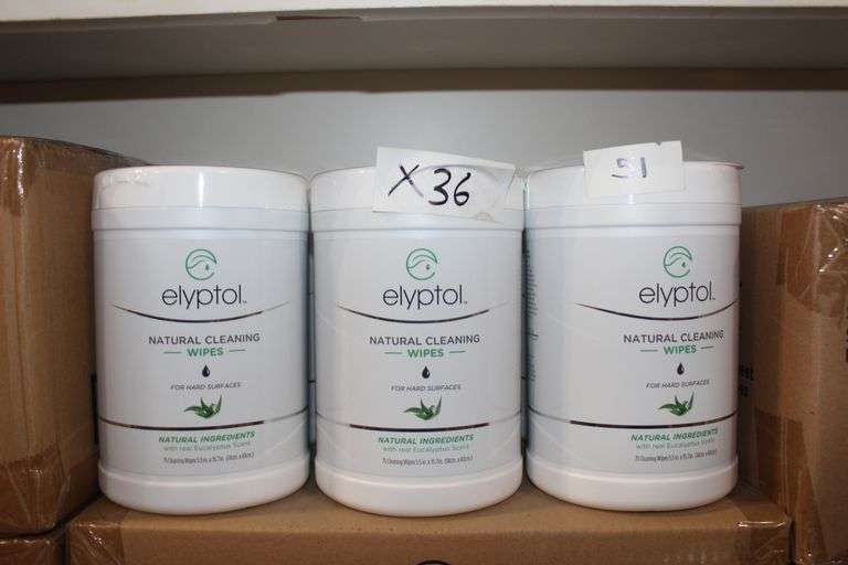 Elyptol Eswl75 Natural Cleaning Wipes For Hard Surfaces With Real Eucalyptus Scent 75 Wipes Per Container Each 5.5"X15.7"